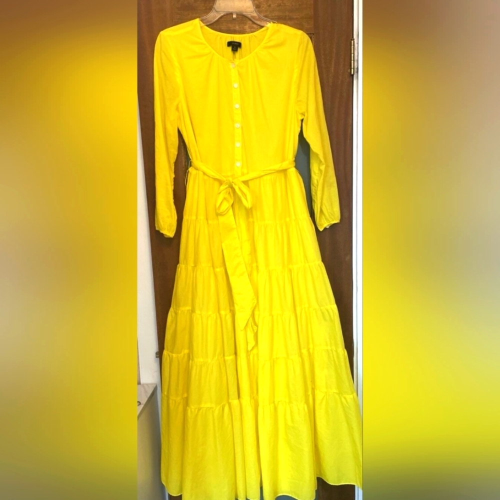 WOMEN'S J Crew Belted Button-Up Maxi Dress In Bitter Yellow, Size Small; AP187